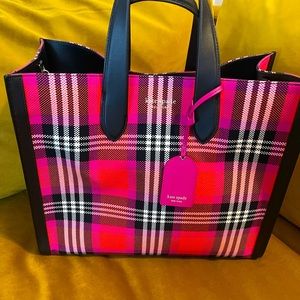 Kate Spade Manhattan Filiage plaid large tote and iPhones case